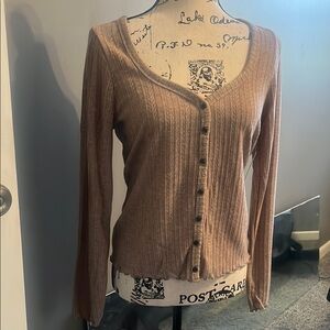 Ribbed Button-Up Cardigan